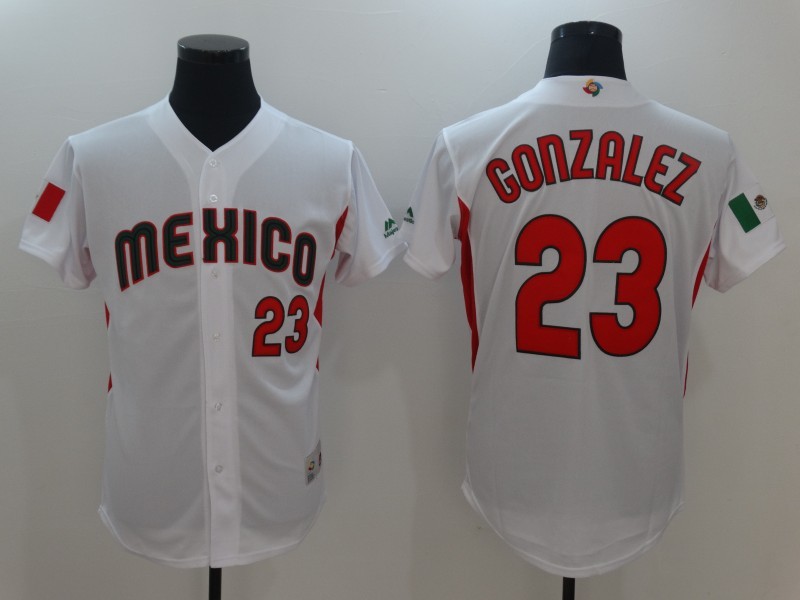Men Mexico Baseball #23 Adrian Gonzalez M White 2017 World Baseball Classic Replica Jersey->more jerseys->MLB Jersey